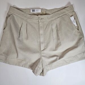 Joie Pleated Shorts Womens XXL Cotton Linen Rainy Day Beige High Rise Beachy Tan
